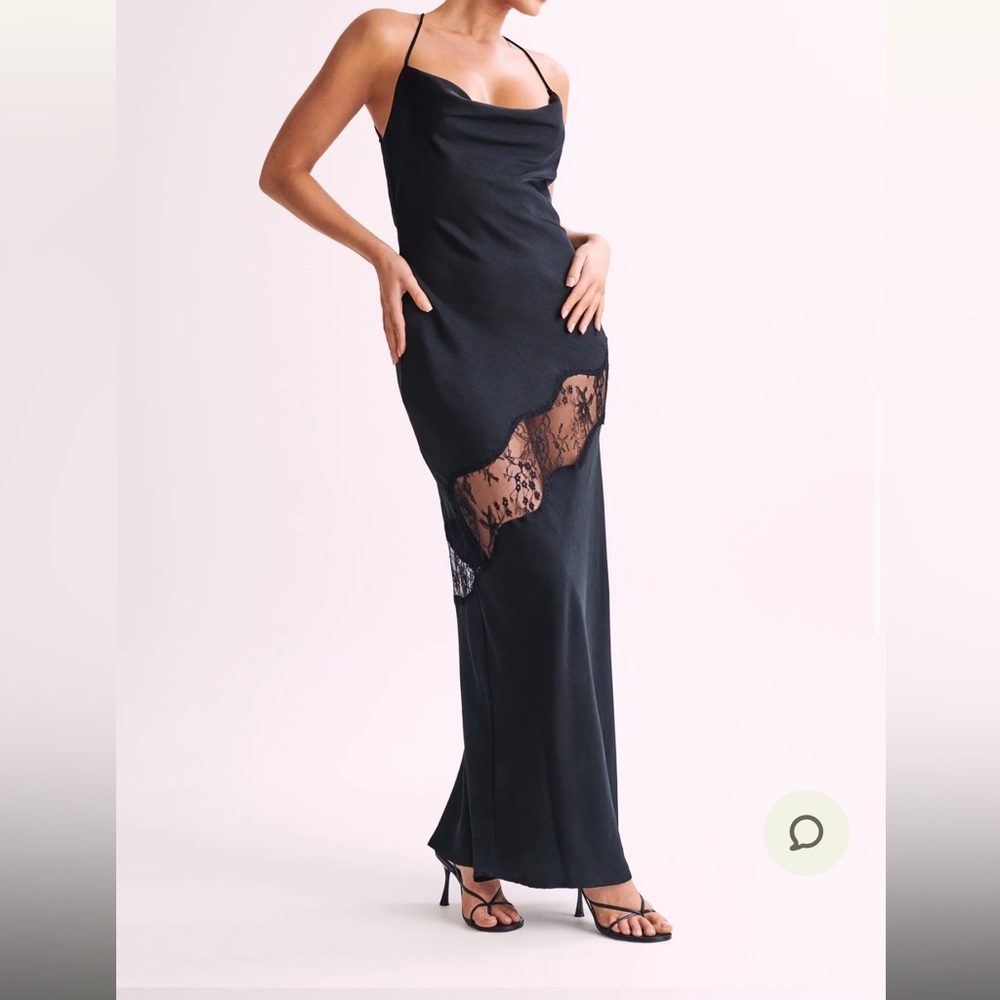Meshki Chandra black satin dress